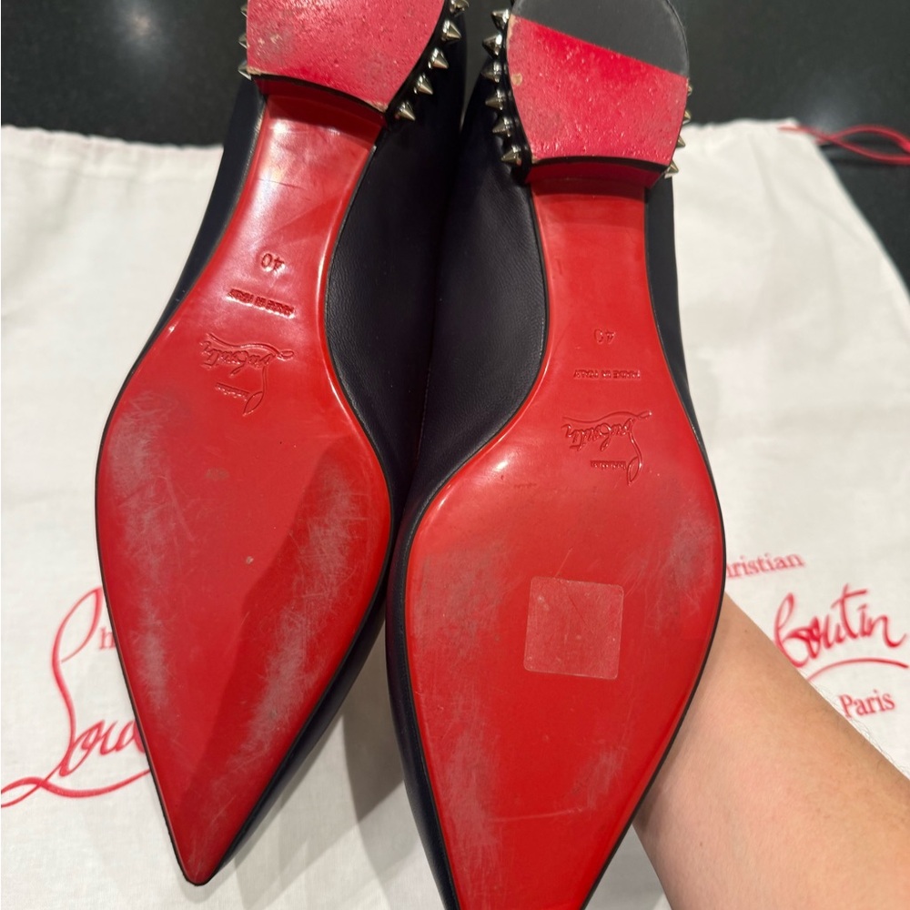 Christian Louboutin Women's Navy Pointed Flats - Picture 6 of 6